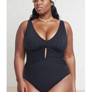 NWT Bleu Rod Beattie Black One Piece Womens Swimsuit Resort Vacation 20W